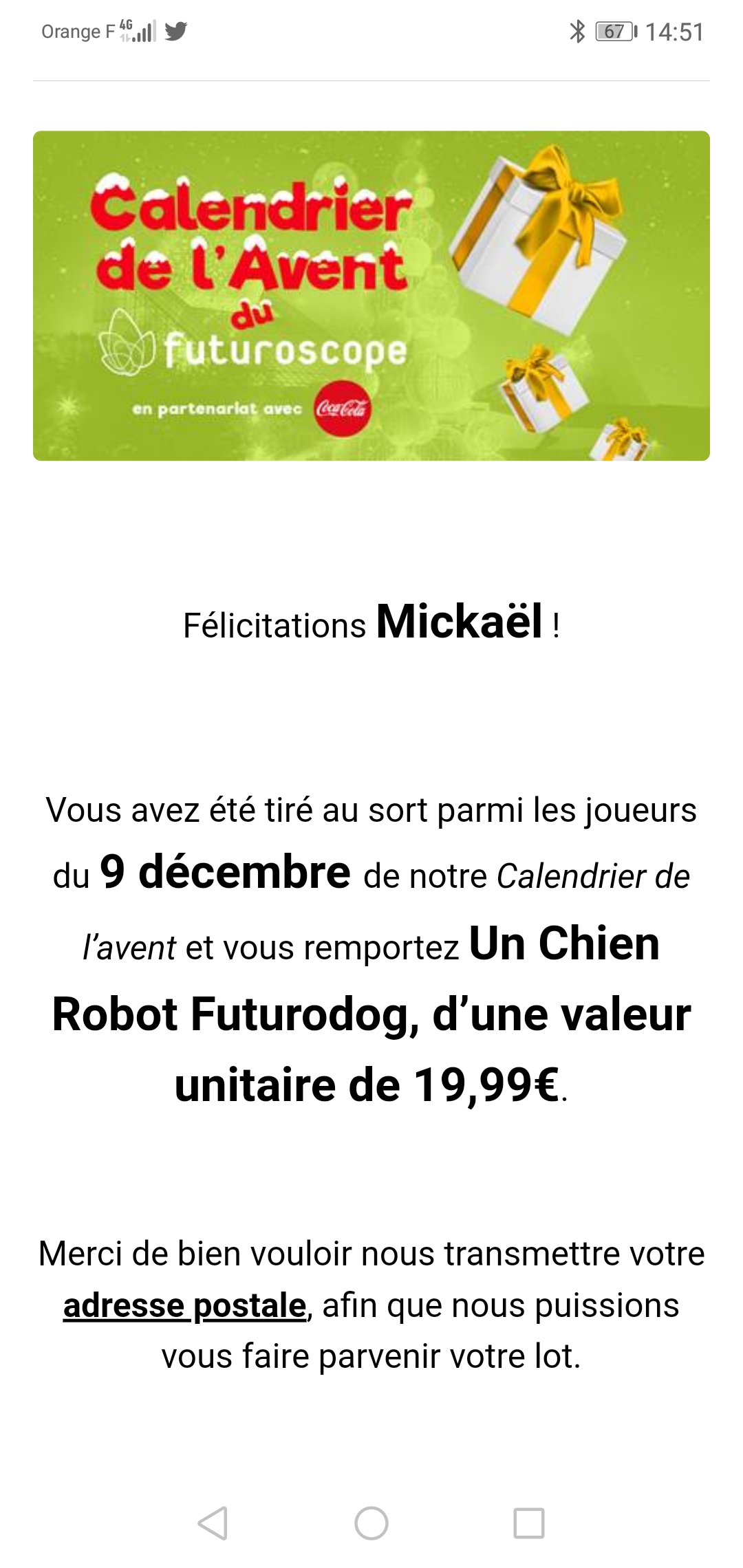 Coca-Cola vend son premier calendrier de l'Avent chez Auchan